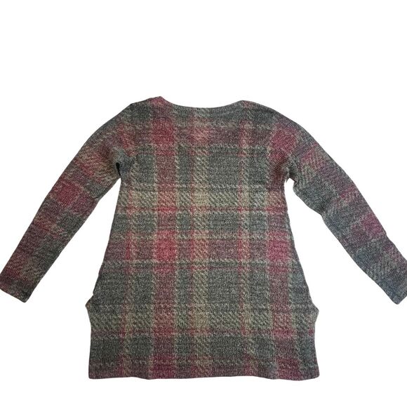 Soft Surroundings Sweater Womens Medium Green Plaid Boho Country Western Tunic - Picture 6 of 12